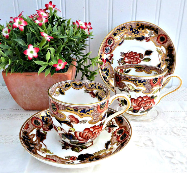 3 Royal Doulton Medford Demitasse Cups And Saucers Creamware 1930s Hand  Colored