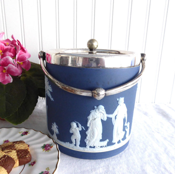 Antique porcelain deals biscuit jar barrel tin -