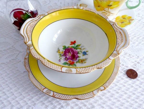 Beechmont Oval Bowls. Antique Serving Dishes with Reticulated Handles. selling Two Hand Painted Bowls by Noritake. Pattern Discontinued in 1918.