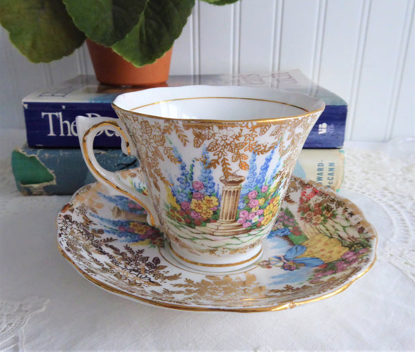 Crinoline Lady Art Deco Cup and Saucer Colclough Gold Chintz English G –  Antiques And Teacups