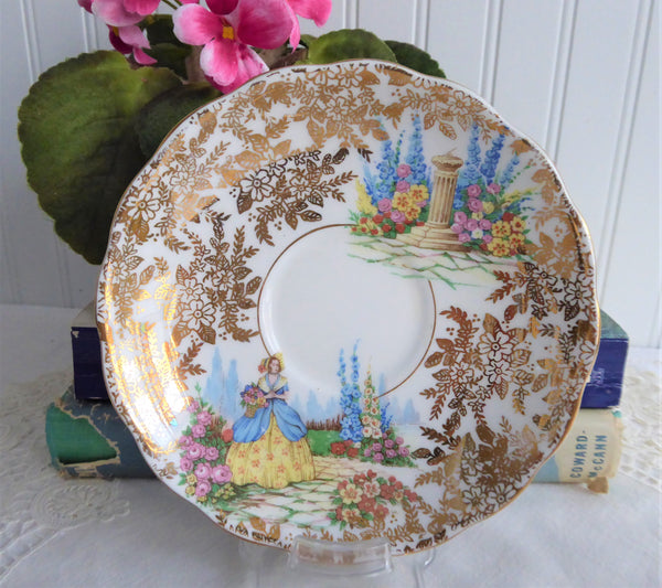Crinoline Lady Art Deco Cup and Saucer Colclough Gold Chintz English G –  Antiques And Teacups