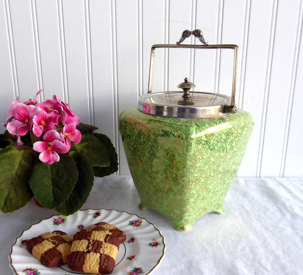 Cookie Jar Staffordshire England Vintage MCM Mid Century Modern Fruit  Ceramic Canister With Domed Lid Bo-ho Hippie Rockabilly Countrycottage 