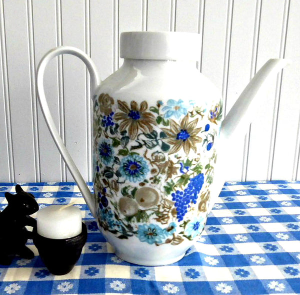 Vintage E.A Sundermann for Furstenberg outlet West Germany Mid Century Modernist Op Art Porcelain Merlos Pattern Teapot Coffee Pot Cream Pitcher