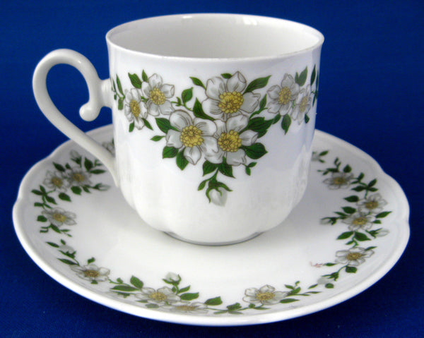 Apple Blossom Tea Cup Hand Painted Stained Glass Cup and Saucer