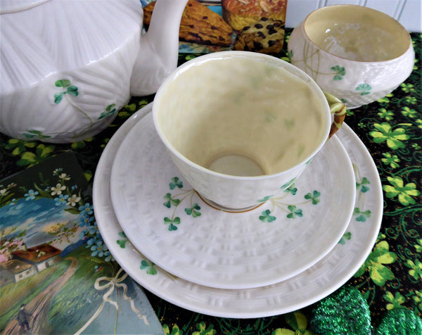 BELLEEK SHAMROCK CUP & SAUCER - Irish Crossroads