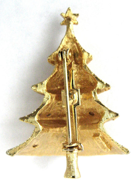 Christmas Tree Pin Holiday Brooch 1950s Figural Multi Colored