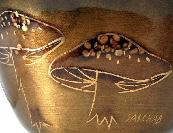 Sascha Brastoff 1950s Signed Copper Bowl Enamel Copper Bowl Mushrooms –  Antiques And Teacups