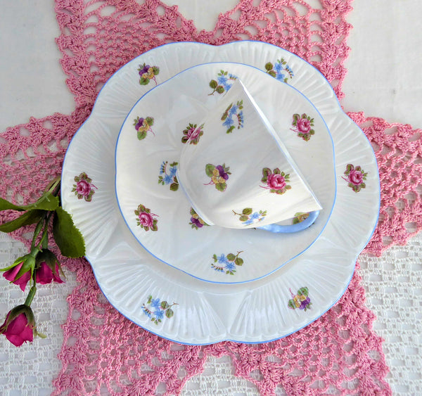 Shelley Dainty Rose-Pansy-Forget Me Not Cup And Saucer Matching Plate  Teacup Trio