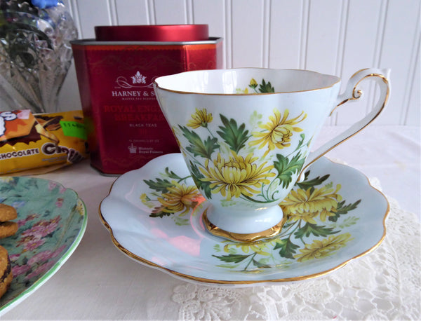 Blue and Gold Vintage Tea Cup and Saucer Royal Standard Teacup