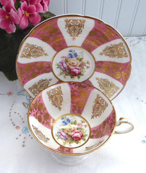 Pink & White Striped Tea Cup & Saucer