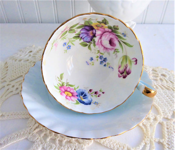 Royal Albert Teacup ~ A Beautiful Turquoise Floral - Mantel and Table