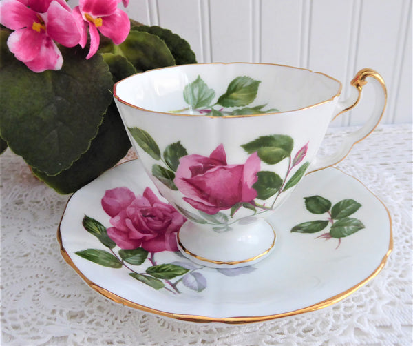 Vintage ADDERLEY Bone China Tea cup and saucer Set with Large Pink Cabbage Roses, 2024 English bone china Gift for Her