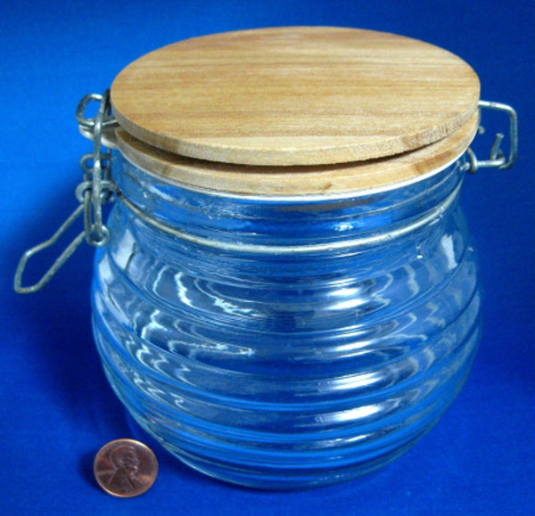 Ribbed Clamped Lid Sealing Tall Storage Jars Vintage 