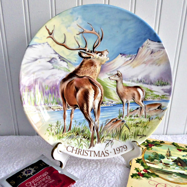 Christmas Plaque 1979 Monarch Of The Glen Deer Crown Staffordshire Sig Antiques And Teacups