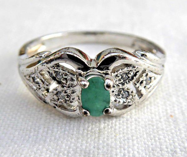 Natural Vintage Emerald Ring 6.25/925 hotsell Sterling Silver/Handmade Emerald Ring/ Emerald Ring For Woman