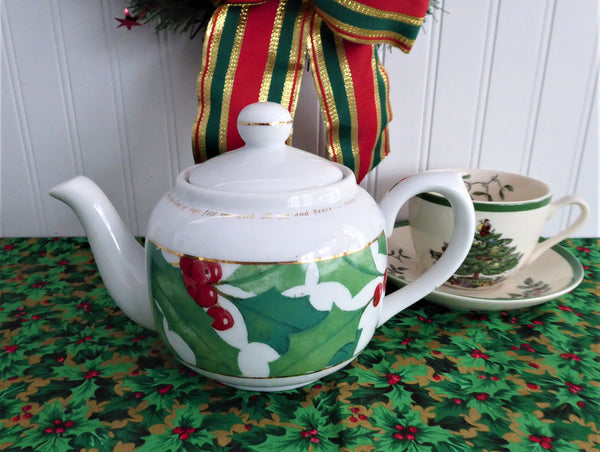 Vintage Christmas outlets Lefton White Holly Tea Set