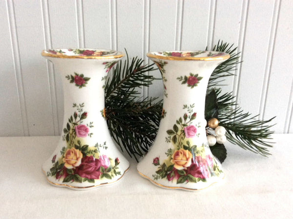 Royal Albert Old Country Roses 2 Candleholders Bone China Candle