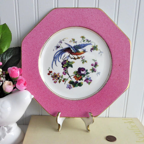 Fantasy Bird Plate Pink Hexagonal Edwardian Fantasy Bird Wedgwood 1906