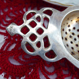 Vintage English Tea Strainer Fancy Top Vintage Silver Plate 1920 1930s