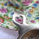 Tea Strainer Pierced Heart Handle Vintage 1920-1930s England EPNS