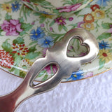 Tea Strainer Pierced Heart Handle Vintage 1920-1930s England EPNS