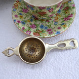 Tea Strainer Pierced Heart Handle Vintage 1920-1930s England EPNS