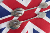 English Souvenir Spoons Queen Mother Union Jack 1950s Celluloid Bubbles Silver Plate