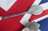 English Souvenir Spoons Queen Mother Union Jack 1950s Celluloid Bubbles Silver Plate