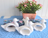 Goose Duck Napkin Ring Set Of 4 White Porcelain Figural Birds 1990s Charming