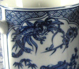 Mug Pair Design Blue And White Oriental Design Peacocks Dragons Porcelain 1980s - Antiques And Teacups - 4