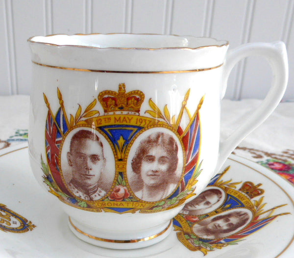 Cup and Saucer Coronation 1937 King George VI Queen Elizabeth English ...