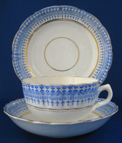 Teacup Trio Victorian Royal Stafford Glencoe Blue White 1870s Aestheti ...