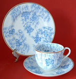 Teacup Trio Teal Transferware Cup Saucer Plate England Blue And White Grainger 1880s