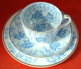 Teacup Trio Teal Transferware Cup Saucer Plate England Blue And White Grainger 1880s