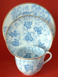 Teacup Trio Teal Transferware Cup Saucer Plate England Blue And White Grainger 1880s