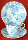 Teacup Trio Teal Transferware Cup Saucer Plate England Blue And White Grainger 1880s