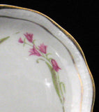 Butter Pat Pink Harebell Antique English Gold Trim Dish 1880s Victorian