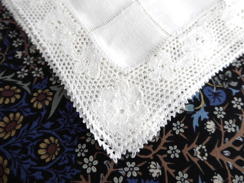 Handkerchiefs Belgian Lace 4 Napkins Hand Made Monogram H B B