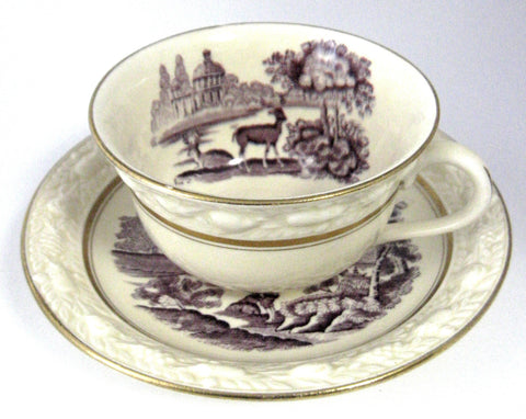 Purple Transferware Cup And Saucer Adams Italian Scenery 1920s Landscape Ironstone