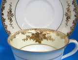 Noritake 1920s Cup And Saucer Encrusted Gold On Cream And White