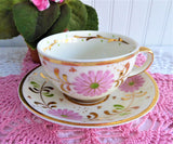 Pink Daisy Cup And Saucer Luster Floral 1920s Staffordshire England