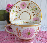 Pink Daisy Cup And Saucer Luster Floral 1920s Staffordshire England