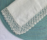 White Irish Linen Handkerchief 1920s Hand Made Thread Lace Trim Hanky