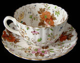 Floral Cup and Saucer Hand Colored Enamel 1928-1938 Radfords England Chintz