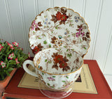 Floral Cup and Saucer Hand Colored Enamel 1928-1938 Radfords England Chintz