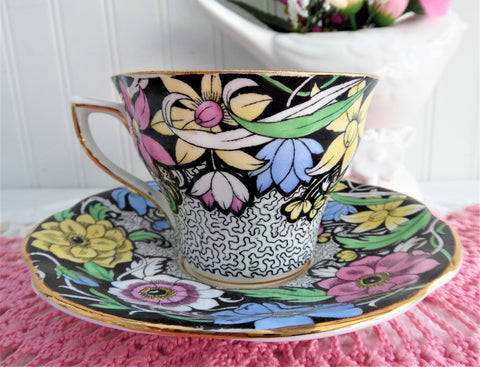 Apple Blossom Tea Cup Hand Painted Stained Glass Cup and Saucer