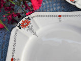 Shelley Red Daisy 3 Side Plates Bread Queen Anne Square Art Deco Plate 1930s