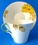 Shelley Cup And Saucer Yellow Dog Roses Regent Shape Art deco As Is