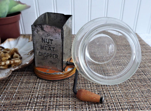 Nut Meat Chopper Original Orange Paint Hazel Atlas Glass Bottom