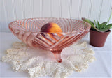 Pink Glass Footed Bowl 1940s Large Anchor Hocking Prismatic Swirl Depression Glass